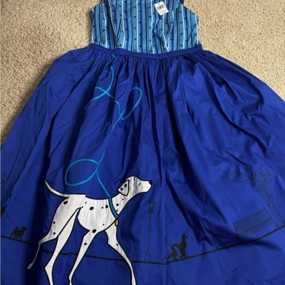 Disney Dress Shop Dress NWT 101 Dalmatians blue W/ Cardigan Small Rare - Picture 4 of 12